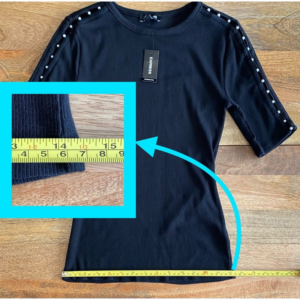 Express Ribbed Pearl Inset Tee NWT - Picture 9 of 16